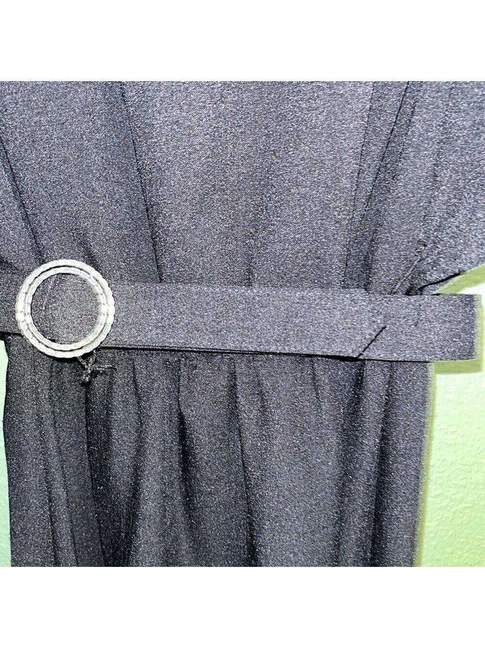 Vintage modest black dress with belt Melissa Petites • black wedding - Picture 4 of 10